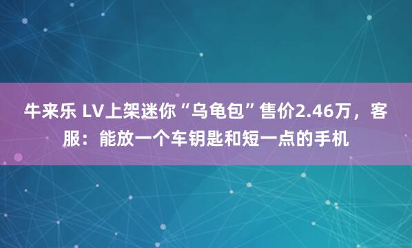 牛来乐 LV上架迷你“乌龟包”售价2.46万，客服：能放一个车钥匙和短一点的手机