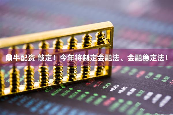 鼎牛配资 敲定！今年将制定金融法、金融稳定法！
